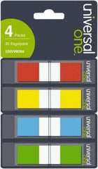 Universal One - Self-Stick Page Flags Style: Flag Color: Orange; Red; Blue; Yellow; Green - All Tool & Supply