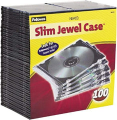 FELLOWES - 1 Compartment, 5-5/8" Wide x 4-15/16" High x 3/16" Deep, CD Case - Plastic, Clear/Black - All Tool & Supply