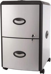 Storex - 19" Wide x 23" High x 15" Deep, 2 Drawer Mobile Pedestal - Plastic/Steel, Silver/Black - All Tool & Supply