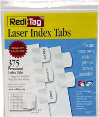 Redi-Tag - 1-1/8 x 1-1/4" 375 Tabs, Self-Adhesive, Self-Adhesive File Folder Tabs - White - All Tool & Supply