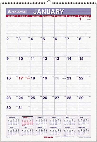 AT-A-GLANCE - 6 Sheet, 15-1/2 x 22-3/4", Ruled Blocks Wall Calendar - White - All Tool & Supply