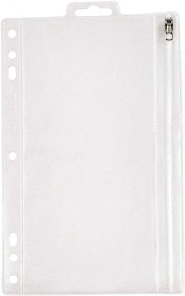 OXFORD - 6 x 9-1/2" 1 Tabs, 5-Hole Punched, Binder Pockets Divider - Clear, White Tabs, Clear/White Folder - All Tool & Supply