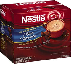 Nestle - No-Sugar-Added Hot Cocoa Mix Envelopes, Rich Chocolate, 0.28 oz Packet, 30/Box - All Tool & Supply