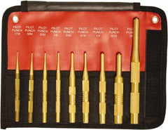 Mayhew - 9 Piece, 1/16 to 3/8", Brass Pilot Punch Kit - Round Shank, Brass, Comes in Pouch - All Tool & Supply