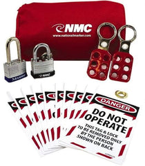 NMC - 5 Piece Lockout Tagout Kit - Keyed Differently, Comes in Pouch - All Tool & Supply