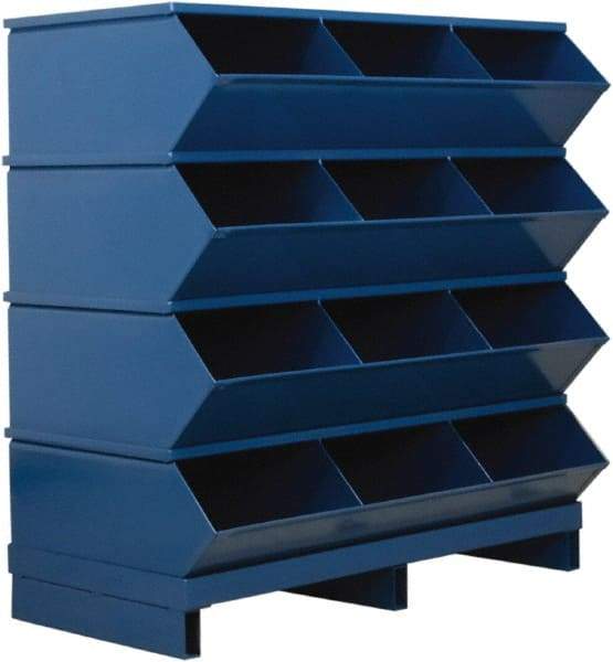 Stackbin - 4 Bin, Shelving Unit with Openings & Base - 37" Wide x 38" High - All Tool & Supply