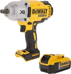 DeWALT - 1/2" Drive 20 Volt Mid-Handle Cordless Impact Wrench & Ratchet - 1,900 RPM, 0 to 2,400 BPM, 700 Ft/Lb Torque, 1 Lithium-Ion Battery Included - All Tool & Supply