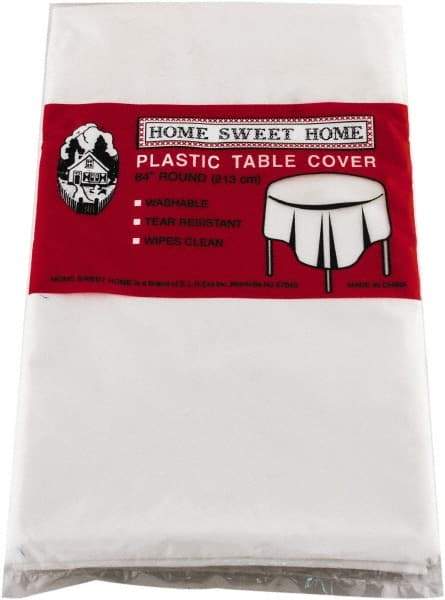 Tablemate Products - Table Set Round Table Cover, Plastic, 84" Diam, White, 6/Pack - All Tool & Supply