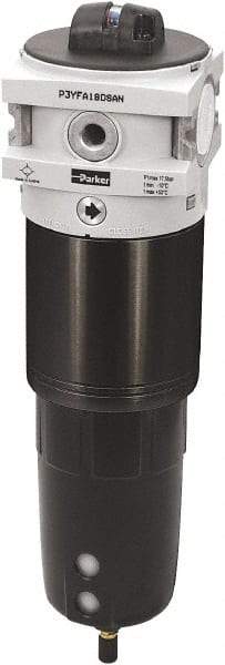 Parker - 1" Port Coalescing Filter - Polypropylene Bowl, Manual Drain, 254 Max psi, 0.01 Micron Rating, 3-1/2" Wide - All Tool & Supply