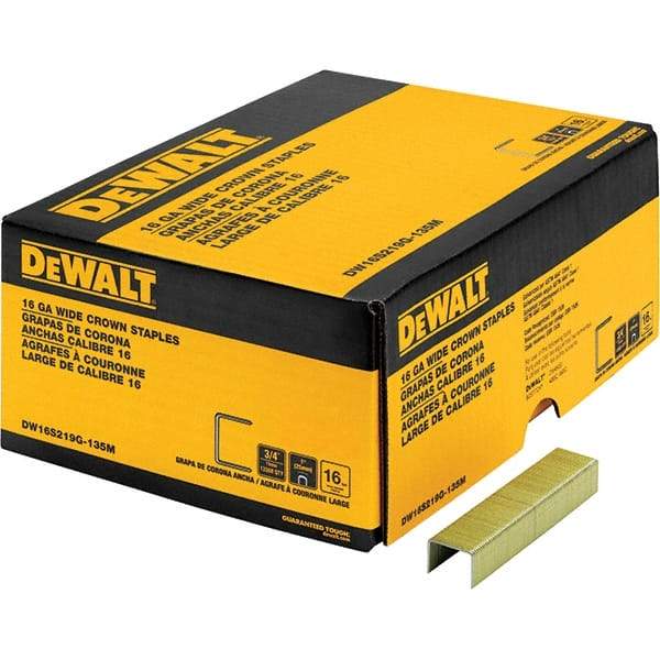 DeWALT - 1" Long x 1/16" Wide, 16 Gauge Crowned Construction Staple - Steel, Galvanized Finish - All Tool & Supply