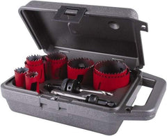 M.K. MORSE - 11 Piece, 3/4" to 2-1/2" Saw Diam, General Purpose Hole Saw Kit - Bi-Metal, Toothed Edge, Pilot Drill Model No. MAPD301, Includes 3 Hole Saws - All Tool & Supply