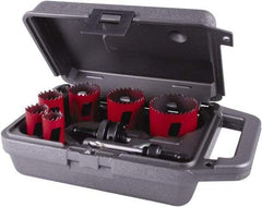 M.K. MORSE - 8 Piece, 3/4" to 2-1/4" Saw Diam, Plumber's Hole Saw Kit - Bi-Metal, Toothed Edge, Pilot Drill Model No. MAPD301, Includes 2 Hole Saws - All Tool & Supply