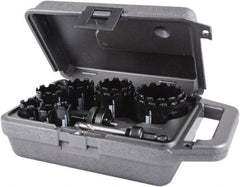 M.K. MORSE - 11 Piece, 3/4" to 2-1/2" Saw Diam, Hole Saw Kit - Carbide Grit, Gulleted Edge, Pilot Drill Model No. MAPD301, Includes 3 Hole Saws - All Tool & Supply