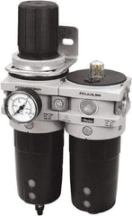 Parker - 1" NPT Port Heavy-Duty 2 Piece Filter/Regulator-Lubricator FRL Unit - Polypropylene Bowl, 340 SCFM, 254 Max psi, 13-1/2" High, Manual Drain - All Tool & Supply