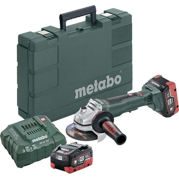 Metabo - 4-1/2" Wheel Diam, 9,000 RPM, Cordless Angle & Disc Grinder - 5/8-11 Spindle - All Tool & Supply