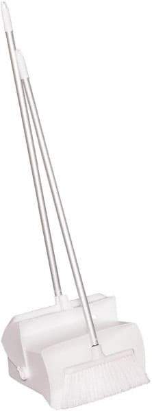 Remco - 14" Wide x 7-1/8" Deep x 47-1/2" High Upright Dustpan with Broom - Plastic Body, 37" Aluminum Handle, White - All Tool & Supply