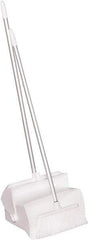 Remco - 14" Wide x 7-1/8" Deep x 47-1/2" High Upright Dustpan with Broom - Plastic Body, 37" Aluminum Handle, White - All Tool & Supply