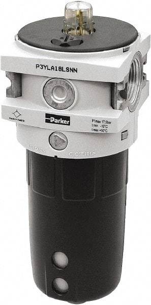 Parker - 3/4" NPT, 254 Max psi Hi-Flow Lubricator - Polypropylene Bowl, Aluminum Body, 315 CFM, 140°F Max Temp, 3-1/2" Wide x 9.7" High - All Tool & Supply