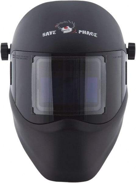 Save Phace - 3.82" Window Width x 1.85" Window Height, 4, 9 to 13 Shade Auto-Darkening Lens, Fixed Front Welding Helmet - Black, Nylon Green Lens - All Tool & Supply