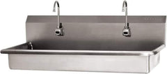 SANI-LAV - 45" Long x 16-1/2" Wide Inside, 1 Compartment, Grade 304 Stainless Steel (2) Person ADA Wash-Station with Electronic Faucet - 16 Gauge, 48" Long x 20" Wide x 21-1/2" High Outside, 5-1/2" Deep - All Tool & Supply