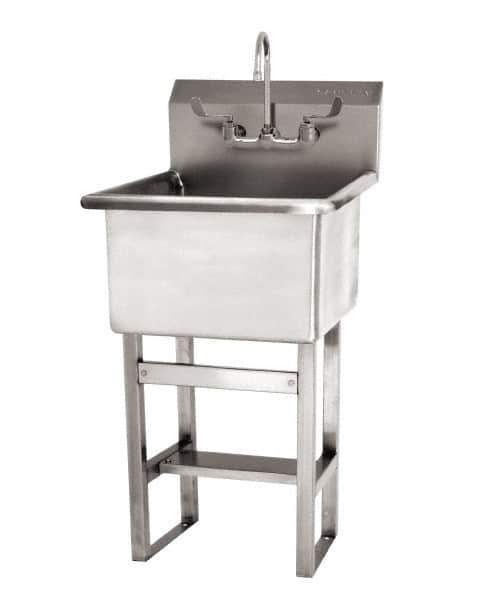 SANI-LAV - 24" Long x 24" Wide Inside, 1 Compartment, Grade 304 Stainless Steel Utility Sink AC Sensor - 14 Gauge, 27" Long x 27-1/2" Wide x 48" High Outside, 12" Deep - All Tool & Supply