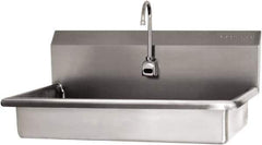 SANI-LAV - 27" Long x 16-1/2" Wide Inside, 1 Compartment, Grade 304 Stainless Steel (2) Person ADA Wash-Station with Electronic Faucet - 16 Gauge, 30" Long x 20" Wide x 21-1/2" High Outside, 5-1/2" Deep - All Tool & Supply