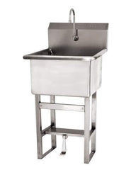 SANI-LAV - 24" Long x 24" Wide Inside, 1 Compartment, Grade 304 Stainless Steel Utility Sink Double Foot Pedal Valve - 14 Gauge, 27" Long x 27-1/2" Wide x 48" High Outside, 12" Deep - All Tool & Supply