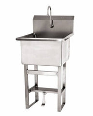 SANI-LAV - 24" Long x 24" Wide Inside, 1 Compartment, Grade 304 Stainless Steel Utility Sink Double Foot Pedal Valve - 14 Gauge, 27" Long x 27-1/2" Wide x 48" High Outside, 12" Deep - All Tool & Supply