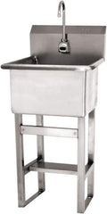 SANI-LAV - 18" Long x 18" Wide Inside, 1 Compartment, Grade 304 Stainless Steel Utility Sink - 14 Gauge, 21" Long x 20-1/2" Wide x 48" High Outside, 12" Deep - All Tool & Supply