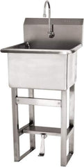 SANI-LAV - 18" Long x 18" Wide Inside, 1 Compartment, Grade 304 Stainless Steel Utility Sink Single Foot Pedal Valve - 14 Gauge, 21" Long x 20-1/2" Wide x 48" High Outside, 12" Deep - All Tool & Supply