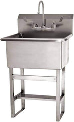 SANI-LAV - 22" Long x 16" Wide Inside, 1 Compartment, Grade 304 Stainless Steel Hand Sink Floor Mount Manual Faucet - 14 Gauge, 25" Long x 19-1/2" Wide x 46-1/2" High Outside, 10-1/2" Deep - All Tool & Supply