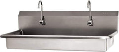 SANI-LAV - 45" Long x 16-1/2" Wide Inside, 1 Compartment, Grade 304 Stainless Steel (3) Person ADA Wash-Station with Electronic Faucet - 16 Gauge, 48" Long x 20" Wide x 21-1/2" High Outside, 5-1/2" Deep - All Tool & Supply