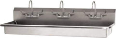 SANI-LAV - 65" Long x 16-1/2" Wide Inside, 1 Compartment, Grade 304 Stainless Steel (2) Person Wash-Station with Electronic Faucet - 16 Gauge, 68" Long x 20" Wide x 21-1/2" High Outside, 5-1/2" Deep - All Tool & Supply