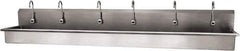 SANI-LAV - 117" Long x 16-1/2" Wide Inside, 1 Compartment, Grade 304 Stainless Steel (6) Person Wash-Station with Electronic Faucet - 16 Gauge, 120" Long x 20" Wide x 18" High Outside, 8" Deep - All Tool & Supply