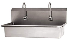 SANI-LAV - 37" Long x 16-1/2" Wide Inside, 1 Compartment, Grade 304 Stainless Steel (2) Person Wash-Station with Electronic Faucet - 16 Gauge, 40" Long x 20" Wide x 18" High Outside, 8" Deep - All Tool & Supply