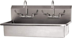 SANI-LAV - 37" Long x 16-1/2" Wide Inside, 1 Compartment, Grade 304 Stainless Steel (2) Person Wash-Station with Manual Faucet - 16 Gauge, 40" Long x 20" Wide x 18" High Outside, 8" Deep - All Tool & Supply