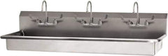 SANI-LAV - 65" Long x 16-1/2" Wide Inside, 1 Compartment, Grade 304 Stainless Steel (3) Person Wash-Station with Manual Faucet - 16 Gauge, 68" Long x 20" Wide x 21-1/2" High Outside, 5-1/2" Deep - All Tool & Supply