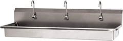 SANI-LAV - 65" Long x 16-1/2" Wide Inside, 1 Compartment, Grade 304 Stainless Steel (3) Person ADA Wash-Station with Electronic Faucet - 16 Gauge, 68" Long x 20" Wide x 21-1/2" High Outside, 5-1/2" Deep - All Tool & Supply