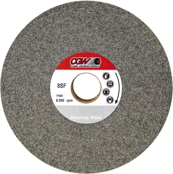 Camel Grinding Wheels - 8" Diam, 1" Face Width, 3" Center Hole, Medium Grade, Aluminum Oxide Deburring Wheel - Convolute, Hard Density 8 Grade, 4,500 RPM - All Tool & Supply