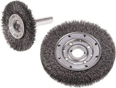 Camel Grinding Wheels - 2-1/2" OD, 1/4" Shank Diam, Crimped Steel Wheel Brush - 2-1/2" Face Width, 1/2" Trim Length, 0.014" Filament Diam - All Tool & Supply