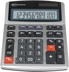 innovera - 12-Digit LCD 4 Function Financial Calculator - 21mm Display Size, Silver & Black, Solar & Battery Powered, 6-1/2" Long x 8-3/4" Wide - All Tool & Supply