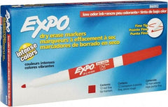 Expo - Red, Fine Point, Dozen Low Odor Dry Erase Markers - For Use with Dry Erase Marker Boards - All Tool & Supply