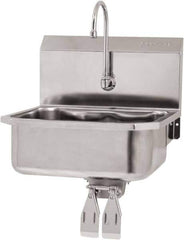 SANI-LAV - 17" Long x 14" Wide Inside, 1 Compartment, Grade 304 Stainless Steel Hand Sink Wall Mount with Knee Valve - 18 Gauge, 19" Long x 18" Wide x 21" High Outside, 7" Deep - All Tool & Supply