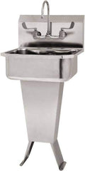 SANI-LAV - 17" Long x 14" Wide Inside, 1 Compartment, Grade 304 Stainless Steel Hand Sink Wall Mount with Manual Faucet - 18 Gauge, 19" Long x 18" Wide x 46" High Outside, 7" Deep - All Tool & Supply