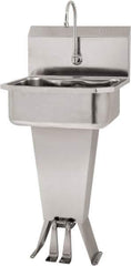 SANI-LAV - 17" Long x 14" Wide Inside, 1 Compartment, Grade 304 Stainless Steel Hand Sink Floor Mount with Double Foot Valve - 18 Gauge, 19" Long x 18" Wide x 46" High Outside, 7" Deep - All Tool & Supply