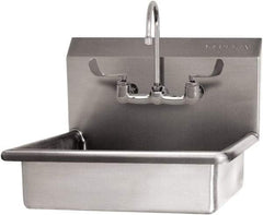 SANI-LAV - 19" Long x 15-1/2" Wide Inside, 1 Compartment, Grade 304 Stainless Steel Hand Sink Wall Mount with Manual Faucet - 16 Gauge, 22" Long x 19" Wide x 20-1/2" High Outside, 5" Deep - All Tool & Supply