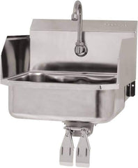 SANI-LAV - 14" Long x 11" Wide Inside, 1 Compartment, Grade 304 Stainless Steel Hand Sink Wall Mount with Double Knee Valve - 18 Gauge, 16" Long x 15-1/4" Wide x 16" High Outside, 5" Deep - All Tool & Supply