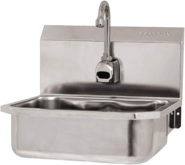 SANI-LAV - 14" Long x 11" Wide Inside, 1 Compartment, Grade 304 Stainless Steel Hand Sink Wall Mount with Electronic Faucet - 18 Gauge, 16" Long x 15-1/4" Wide x 16" High Outside, 5" Deep - All Tool & Supply