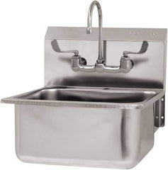 SANI-LAV - 19" Long x 16" Wide Inside, 1 Compartment, Grade 304 Stainless Steel Hand Sink Wall Mount with Manual Faucet - 18 Gauge, 21" Long x 20" Wide x 24" High Outside, 10" Deep - All Tool & Supply