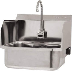 SANI-LAV - 17" Long x 14" Wide Inside, 1 Compartment, Grade 304 Stainless Steel Hand Sink Wall Mount with Electronic Faucet - 18 Gauge, 19" Long x 18" Wide x 21" High Outside, 7" Deep - All Tool & Supply